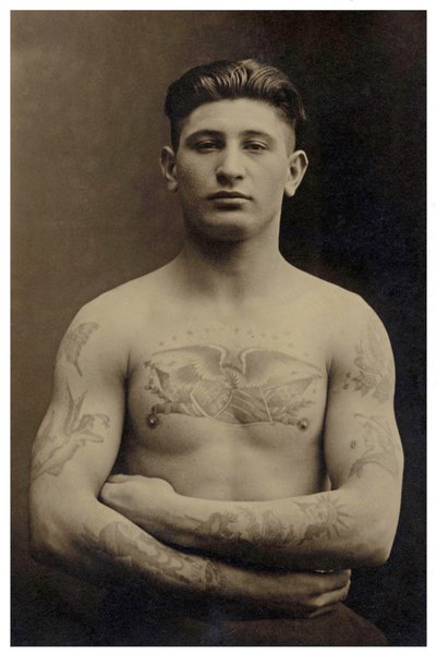 Portrait of a Tattooed American Soldier by Unbekannt Unbekannt